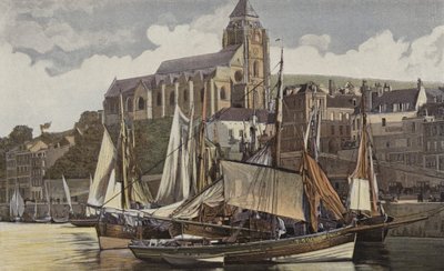 Le Tréport, De kerk en de haven door French Photographer