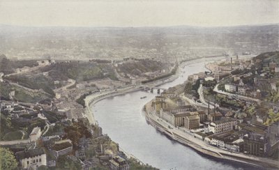 Lyon, De Saône en de Serinbrug, gezien vanaf de hoogten van Fourvière door French Photographer