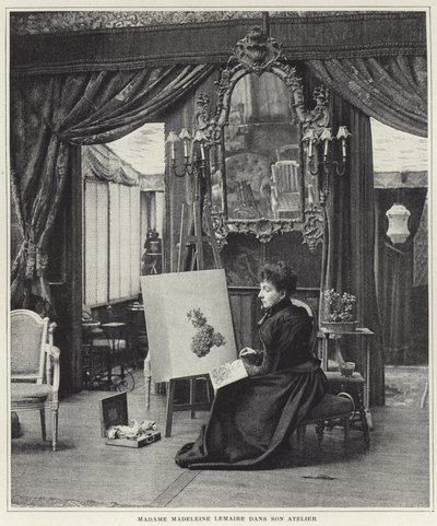 Madeleine Lemaire in haar atelier door French Photographer