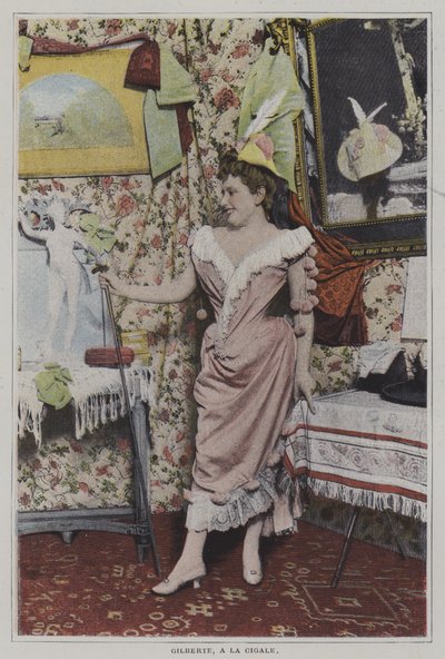 Mademoiselle Gilberte, Franse zangeres bij La Cigale, Parijs (kleurenfoto) door French Photographer