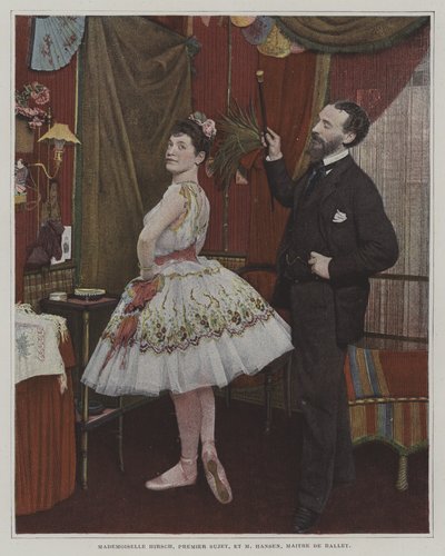 Mademoiselle Hirsch, balletdanseres, en Joseph Hansen, Belgische balletmeester door French Photographer