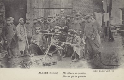 Maxim-geweer in positie, Albert, Somme, Eerste Wereldoorlog door French Photographer