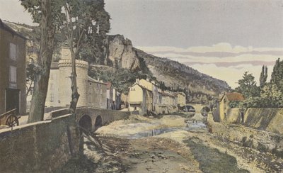 Meyrueis, De Jonte, in het lagere deel van de stad door French Photographer