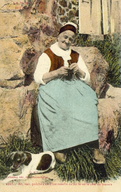 Oude vrouw aan het breien door French Photographer