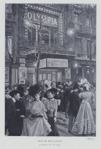 Op de Boulevard des Capucines buiten de Olympia muziekhal, Parijs door French Photographer