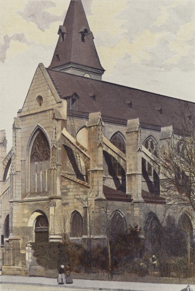Parijs, kerk Saint-Medard, westportiek en zijaanzicht door French Photographer