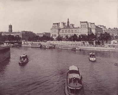 Parijs: Hotel de Ville, vanaf de Rivierzijde door French Photographer