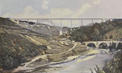 Ruïnes, Viaduct van Garabit, boven de vallei van de Truyere door French Photographer