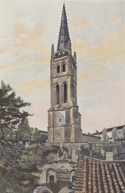Saint-Émilion, Klokkentoren boven de monolithische kerk door French Photographer