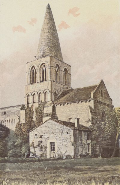 Saint-Estèphe, Kerk, klokkentoren en apsis door French Photographer