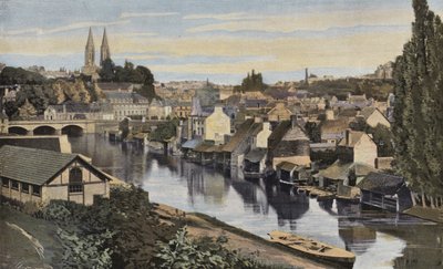 Saint-Lo, Algemeen uitzicht vanaf de oevers van de Vire door French Photographer