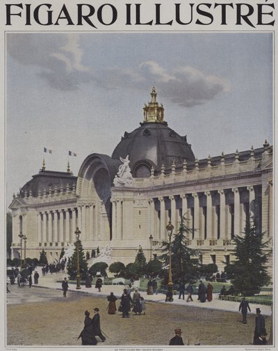 Het Petit Palais vanaf de Champs-Elysees, Exposition Universelle 1900, Parijs (kleurenfoto) door French Photographer
