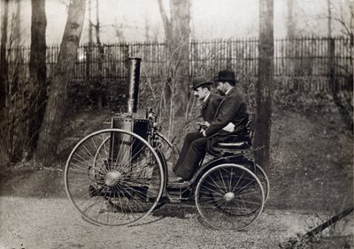 Het eerste stoomvoertuig bestuurd door de Graaf van Dion door French Photographer
