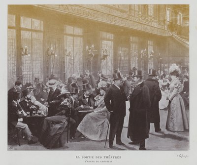 Theaterbezoekers buiten de Taverne Pousset in Parijs na een voorstelling door French Photographer