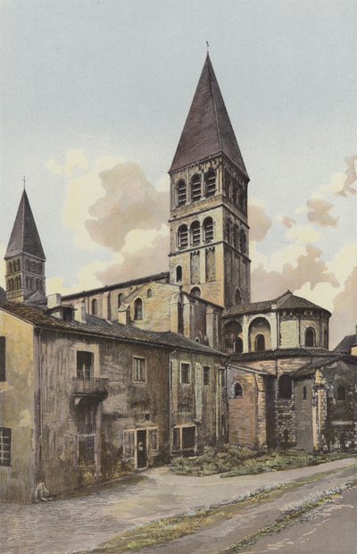 Tournus, Kerk, toren en apsis door French Photographer