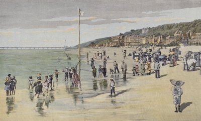 Trouville, Het strand tijdens vloed door French Photographer