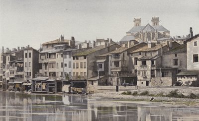 Verdun, Apsis van de Kathedraal, Uitzicht vanaf de rechteroever van de Maas door French Photographer