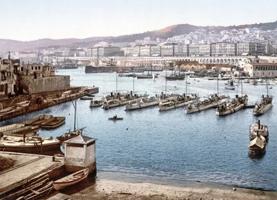 Uitzicht op de Haven van Algiers vanaf het Admiraalshuis, gepubliceerd 1900 door French Photographer