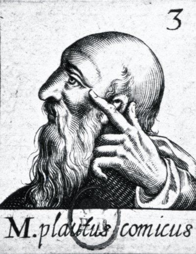(met de klok mee vanaf links) Portret van Horatius (65-8 v.Chr.); portret van Scipio Aemilianus (Africanus Minor) (185-129 v.Chr.); portret van Plautus (ca. 254-184 v.Chr.) (detail) door French School