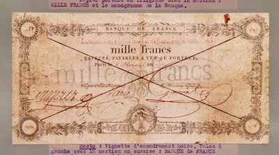 1000 francs bankbiljet van 8 Floreal, An X (28 april 1802) door French School