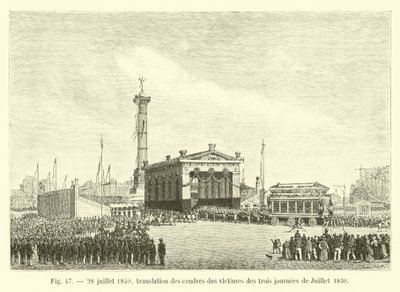 28 juli 1840, overbrenging van de as van de slachtoffers van de drie julidagen van 1830 door French School