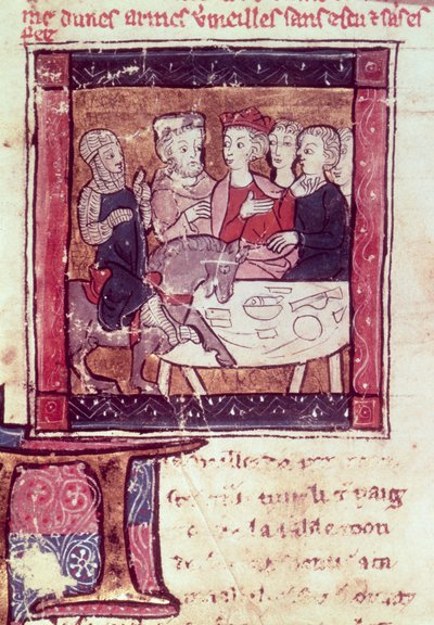 Galahad komt naar Arthur, ca. 1250-80 door French School