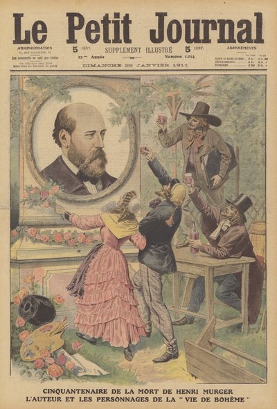 50e verjaardag van de dood van de Franse auteur Henri Murger door French School
