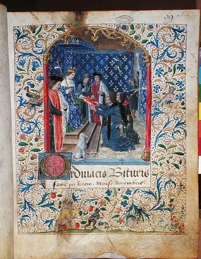 Presentatie van het Livre Ferre aan de koning door ambtenaren van de Cour des Comptes door French School