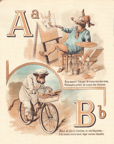 A B: Dier, kunstenaar, rundvlees, bakker door French School