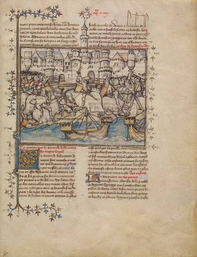 Een slag uit de Trojaanse oorlog, ca. 1390-1400 door French School