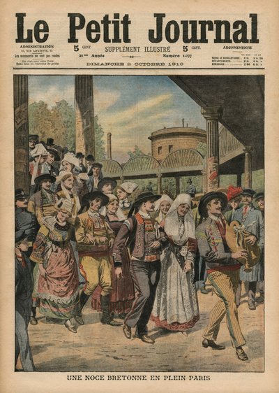 Een Bretonse bruiloft in Parijs, illustratie uit Le Petit Journal, supplement illustre, 2 oktober 1910 door French School
