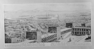 Een glimp van de grote stad Carthago op het hoogtepunt van haar maritieme macht en commerciële pracht, eind 19e eeuw door French School