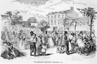 Een guinguette in Belleville op zondagavond, uit Tableau de Paris door Edmond Auguste Texier, Parijs, 1852 door French School