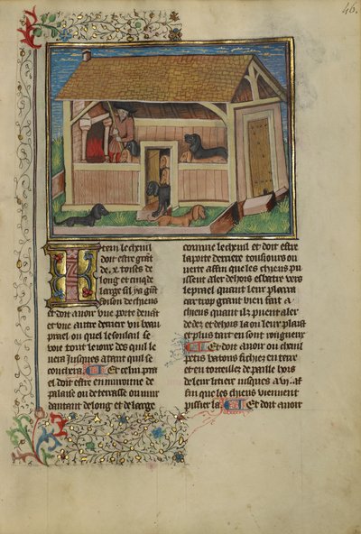 Een Jager die voor Gehokte Honden Zorgt, c.1430-40 door French School