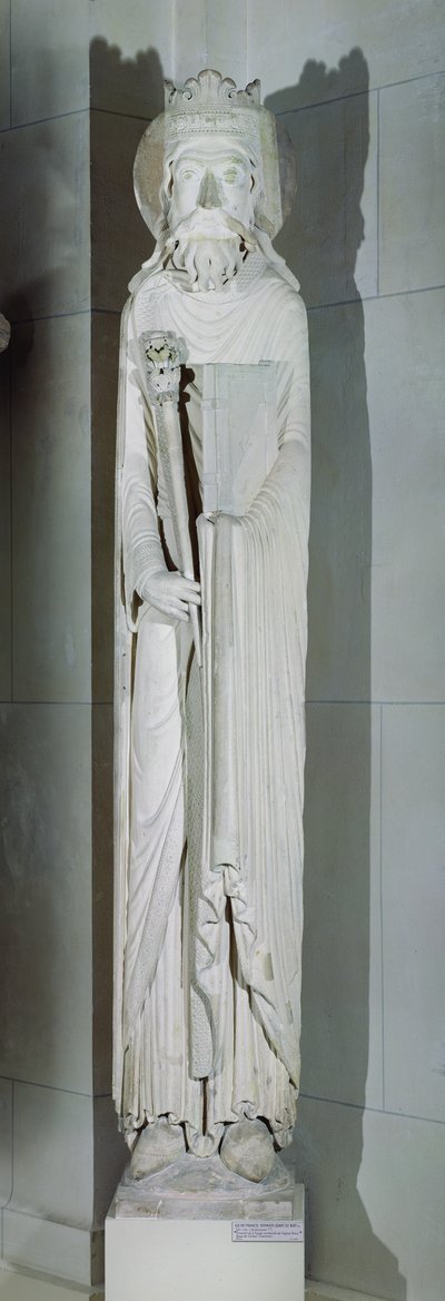 Een koning, mogelijk Salomo, van de westgevel van Notre-Dame de Corbeil, Essonne door French School