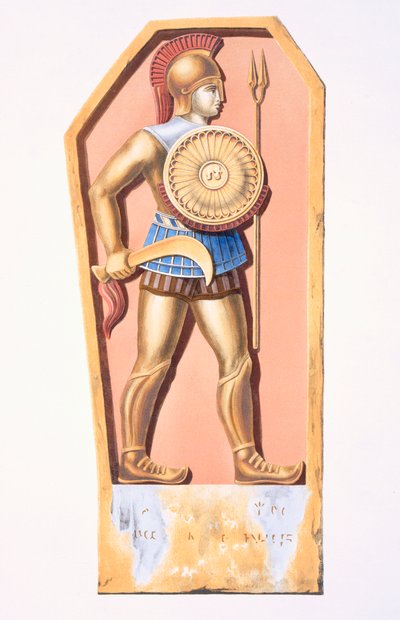 Een Lycaonische soldaat, kopie van een grafsteen uit een kolonie in Konya, Turkije, uit Description de l