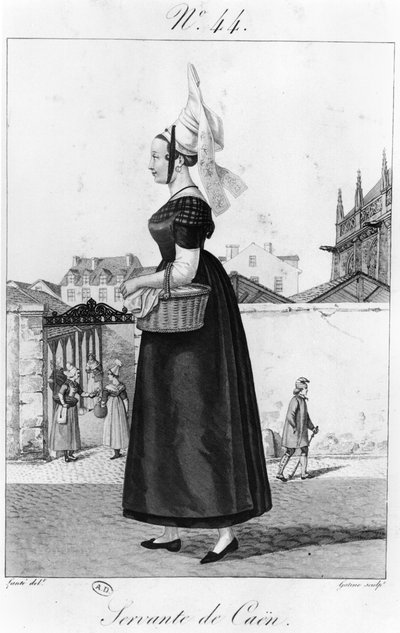 Een dienstmeid uit Caen, c.1820-30 door French School