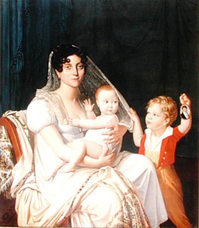 Een moeder en haar kinderen, ca. 1808 door French School