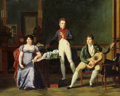Een Muzikant en zijn Familie, mogelijk Fernando Sor (1778-1839) door French School