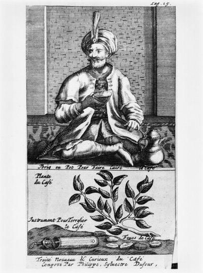 Een pot om koffie te maken, illustratie uit Traité Nouveau et Curieux du Café, du Thé et du Chocolat door Philippe Sylvestre Dufour, La Haye, gepubliceerd 1693 door French School