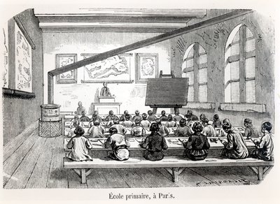 Een basisschool in Parijs, uit Almanach du Magasin Pittoresque, 1975 door French School