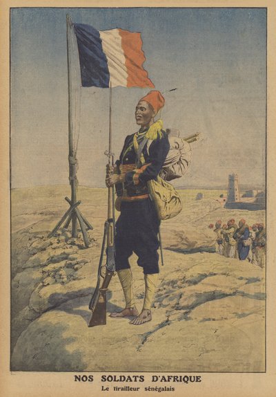 Een Senegalese tirailleur in Frankrijk Afrika door French School