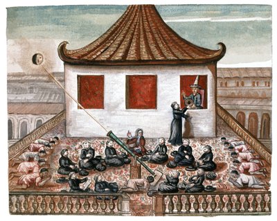 Een zonsverduistering in Siam, ca. 1700 door French School