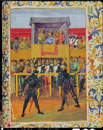 Een toernooi van hand-tot-hand gevechten, uit Le Jouvencel door Jean de Bueil door French School