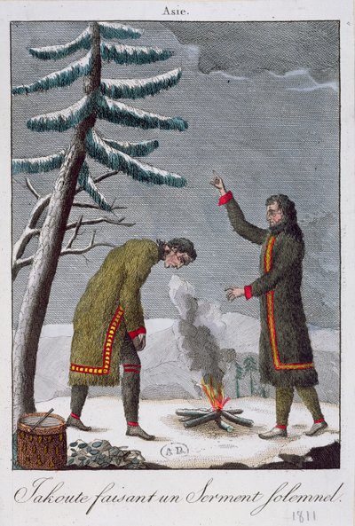 Een Jakoet die een plechtige eed aflegt, 1811 door French School