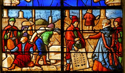 Een kerk gewijd aan Sint Julien du Sault (ook bekend als de Brioude) wordt gebouwd door French School