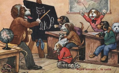 Een klaslokaal vol honden door French School