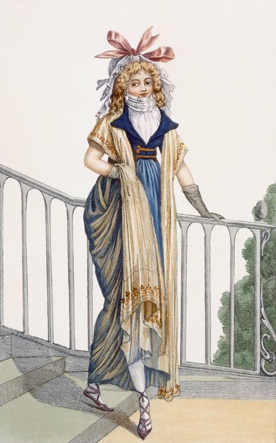 Een landelijk wandeljurk, illustratie uit Journal des Dames et des Modes, 1797 door French School