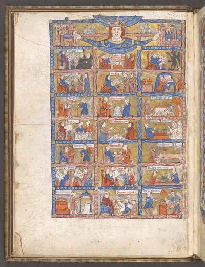 Een volledige pagina miniatuur van de kunsten en wetenschappen uit Li Livres dou Tresor door Brunetto Latini door French School