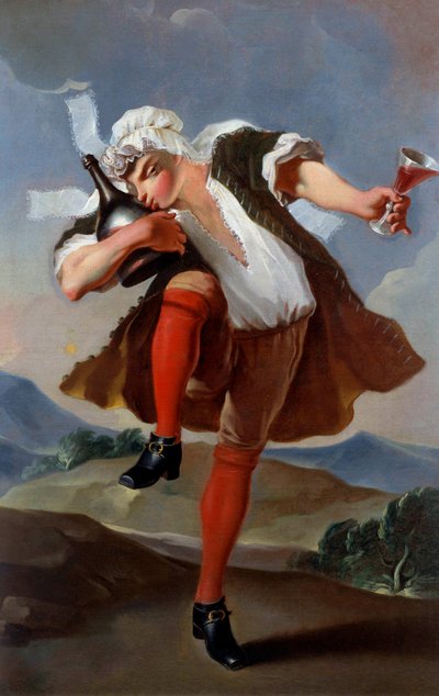 Een goede fles wijn koopmansbord. Anoniem schilderij rond 1760. Parijs, Musee Carnavalet door French School